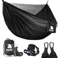 thumbnail image 1 of Hamaca de camping Covacure – Hamaca doble ligera, soporta hasta 772 libras, hamacas portátiles para interior, exterior, senderismo, camping, mochilero, viajes, patio trasero, playa (negro), 1 of 5