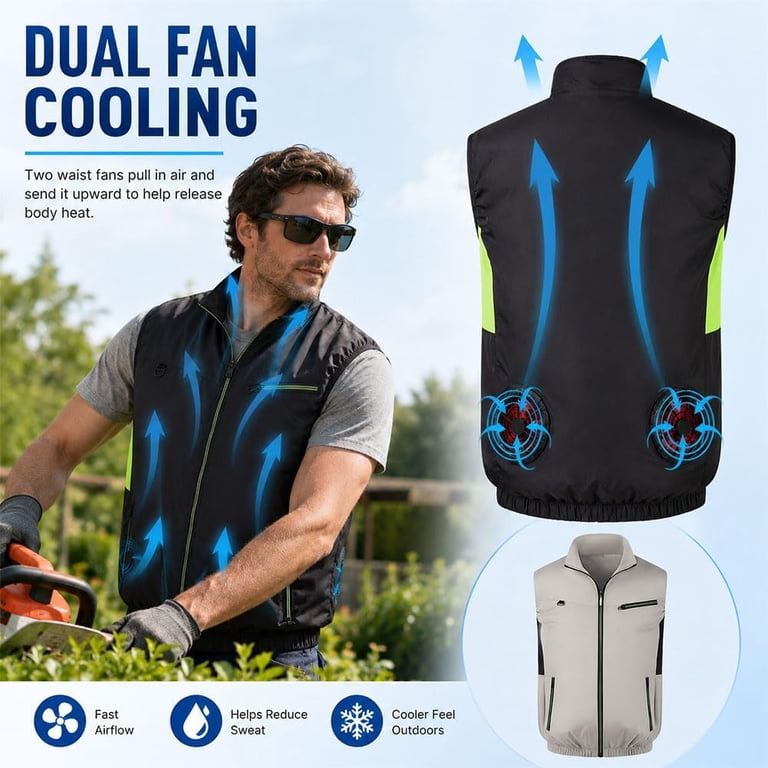 Cooling Vest for Men, Electric Air Cooling Vest Built-in 2PCS Fans, Body  Cooling Work Vest for Outdoor Daily Use, Black, 3X-Large - Walmart.com