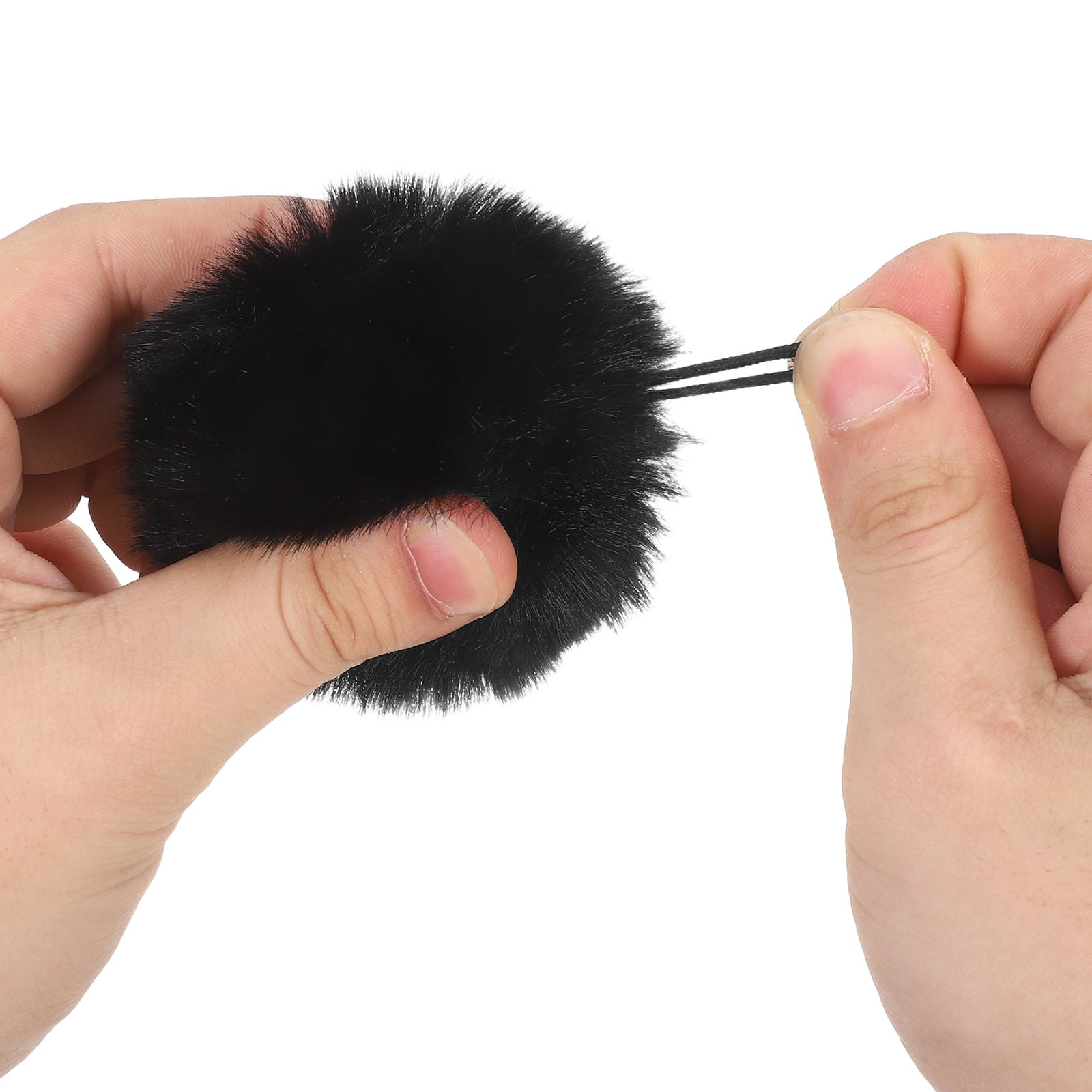 FOMIYES 40Pcs Black Faux Fur Pompoms for Craft Projects Hat Decorations and Jewelry Pendant Charms