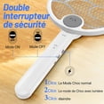 thumbnail image 5 of Raqueta eléctrica para insectos, raqueta eléctrica para mosquitos de 3000 V, matamoscas eléctrico, recargable por USB, con protección de malla de 3 capas, soporte de pared para uso en interiores o exteriores Rojo Verde, 5 of 5