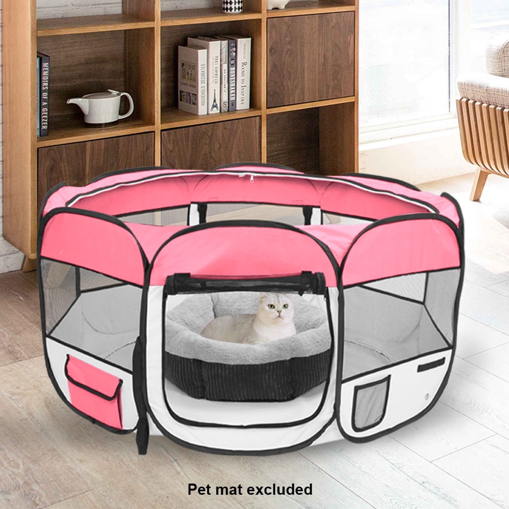 Veryke 36" Portable Pet Playpens, Pet Fence Panels for Dogs, Portable Foldable 600D Oxford Cloth & Mesh Dog Playpen for Puppies, Pet Exercise and Playpen, Pink Veryke 36" Portable Pet Playpens, Pet Fence Panels for Dogs, Portable Foldable 600D Oxford Cloth & Mesh Dog Playpen for Puppies, Pet Exercise and Playpen, Pink