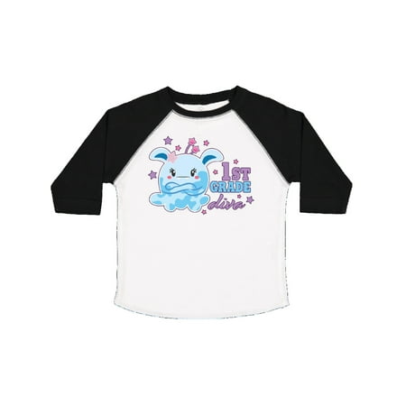 

Inktastic 1st Grade Diva with Cute Blue Monster Gift Toddler Toddler Girl T-Shirt