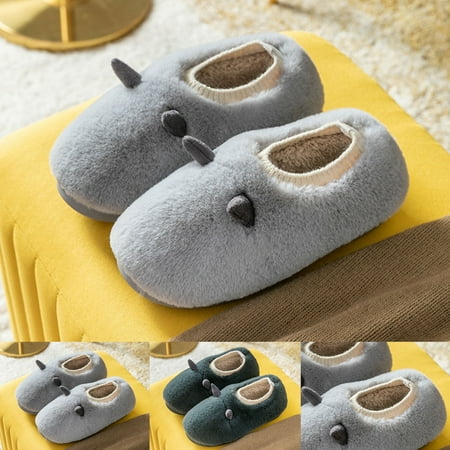 

AYYUFE 1 Pair Men Slippers Extra Thick Highly Warm Plush Furry Winter Shoes Men Slippers