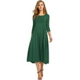 thumbnail image 1 of Robe mi-longue évasée et évasée à manches 3/4 pour femmes, 1 of 4