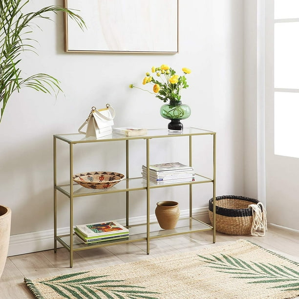 Vasagle Sofa Table 3 Glass Shelves Metal Frame Com Vasagle Sofa Table 3 Glass Shelves, Glass Sofa Table With Shelf