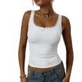 thumbnail image 2 of Bixock Women Built-in Bra Tank Tops Solid Color Square Neck Lace Sleeveless Wireless T Shirta Bras With Padded Cups Daily Bras, 2 of 8