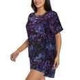 thumbnail image 2 of Fuzoiu Lilac Print Women's Short-Sleeved Pajama Set,Lounge Sleepwear Set,Womens Pajama Sets 2 Piece,Button-Up Top and Shorts with Pockets-Medium, 2 of 7