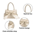 thumbnail image 3 of Women's bow handbag new fashion simple shoulder slung artificial leather handbag. - beige, 3 of 6