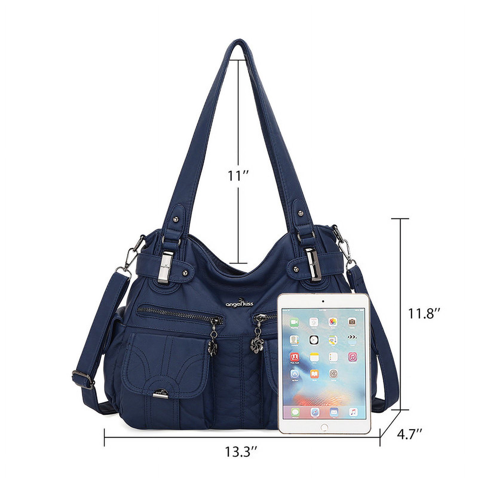 Angelkiss Women's Handbag Single Shoulder Bag with Detachable Strap Multiple Pockets