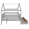 thumbnail image 6 of Bellemave Full Size House Bed with Storage Drawers Playhouse Platform Bed Wooden House-shaped Bed Frame with Fence Guardrail and Roof (Full size, Gray), 6 of 11