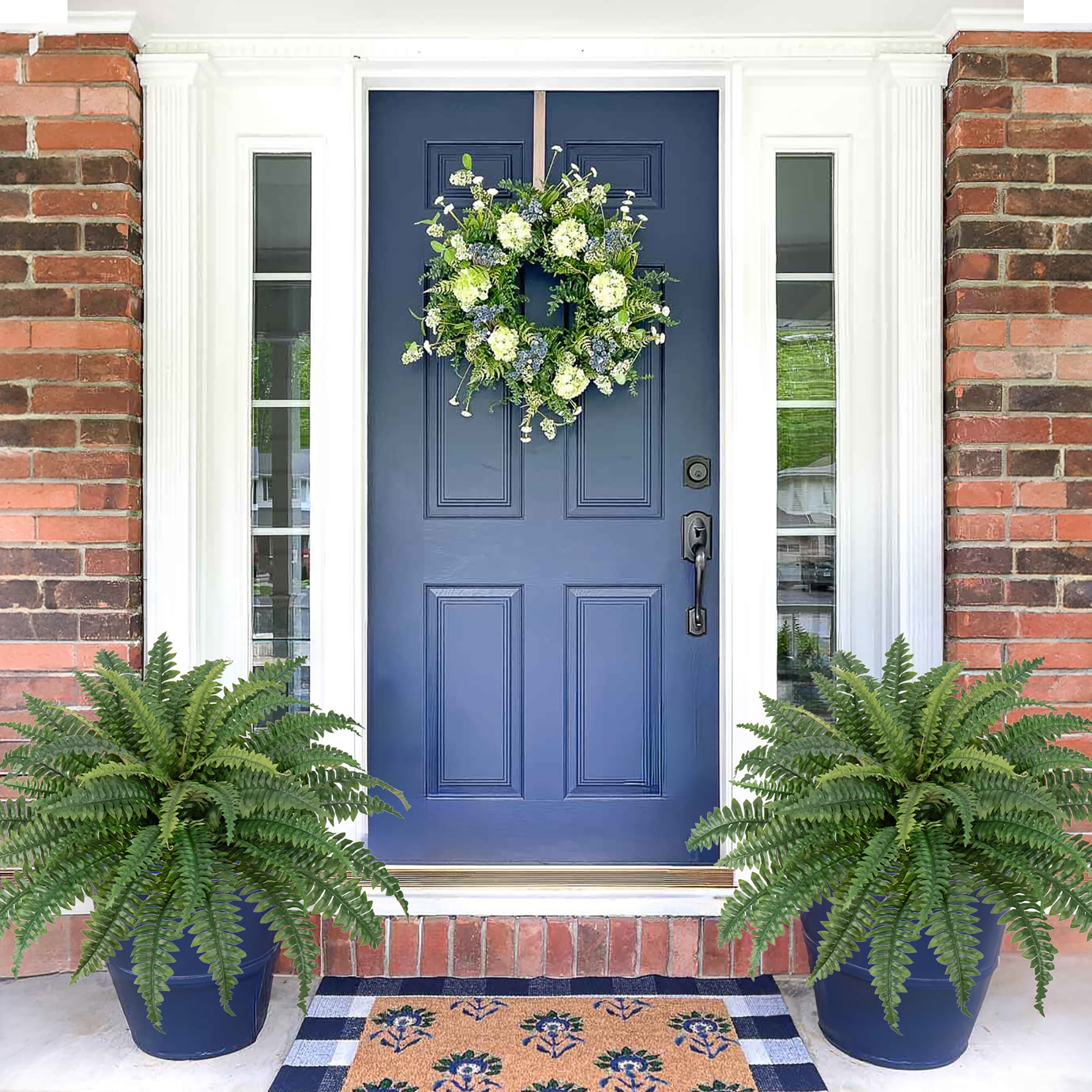 Ferns Artificial Plants Large Fake Ferns 29.5" Dia.Boston Fern Fake Plants Potted Hanging Shrubs for Home Garden Porch Farmhouse Decor