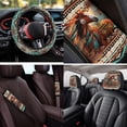 thumbnail image 4 of Binienty Western Aztec Horse Automotive Seat Covers Front And Back with Steering Wheel Cover Decorative Armrest Cover Comfortable Vehicle Seat Belt Covers 14 PCS Auto Interior Accessories Set, 4 of 7