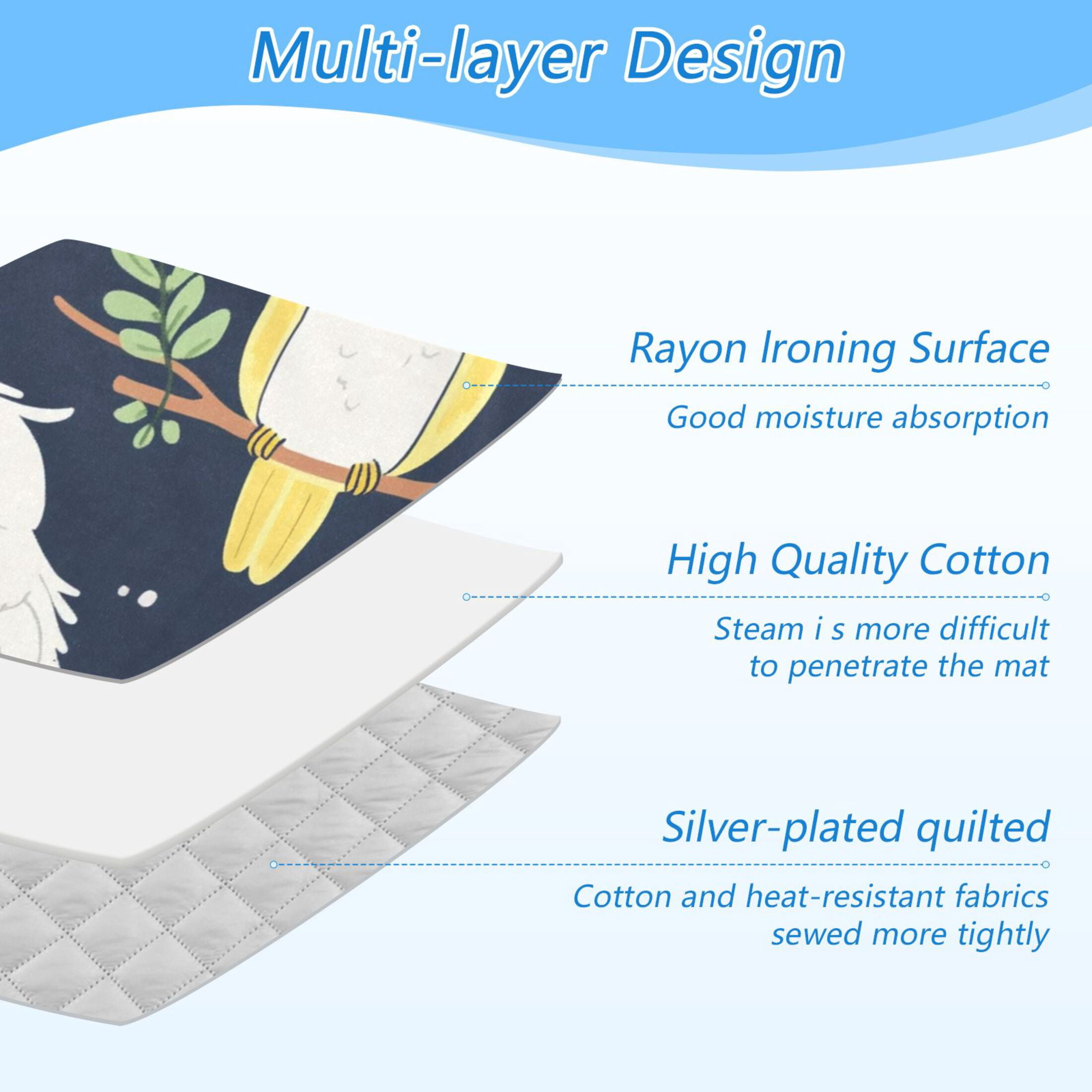 Cute Cartoon Birds Ironing Mat Blanket for Table Top Travel Portable Ironing Board Pad 47.2x27.6 Inch
