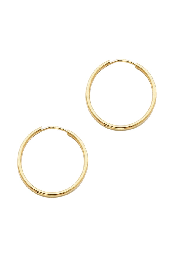 14k Yellow Gold Modern Hoop Plain Traditional Elegant Earrings Jewelry Female Unisex