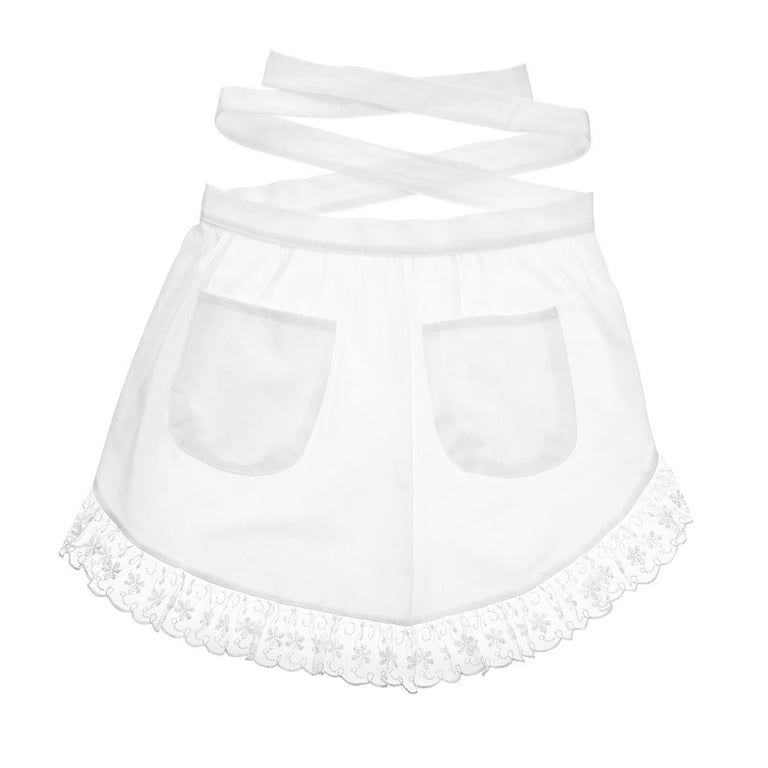 ワンピース papier Apron/white Ruffles Retro White Cooking Apron, Adjustable Victorian Maid