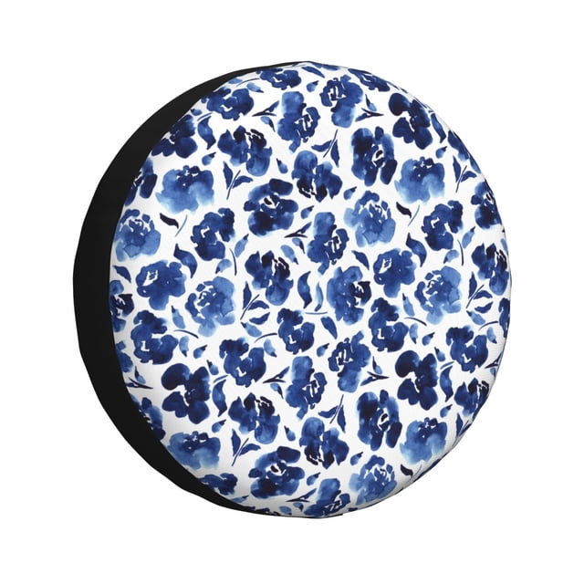Balery Blue Ink Flowers Cubiertas para Neumáticos - Protector Resistente para Neumáticos de Camioneta, SUV, Remolque, Camper y RV-17 inch