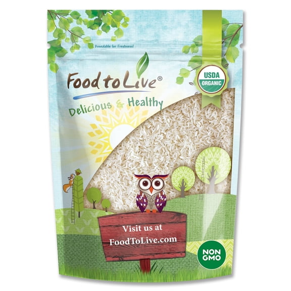 Organic Long Grain White Rice, 1 Pound — Non-GMO, Kosher, Vegan, Raw - by Food to Live