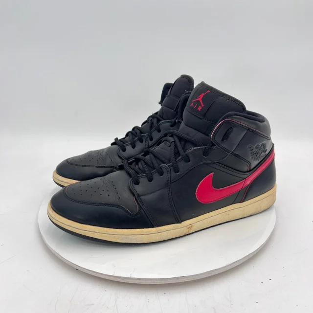 Ni - ke Ni - ke Air Jordan 1 Retro Mid Men Sz 11.5 554724-009 Black Team Red Training Shoes