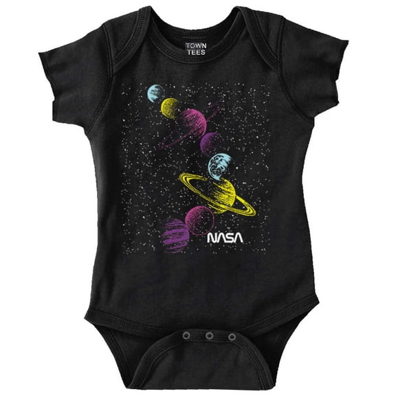 Retro NASA Space Milky Way Planets Romper Boys or Girls Infant Baby Brisco Brands NB