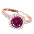 thumbnail image 2 of Mauli Jewels Rings for Women 1.20 Carat Diamond And Created Ruby Ring 4-prong 14k Rose Gold, 2 of 6