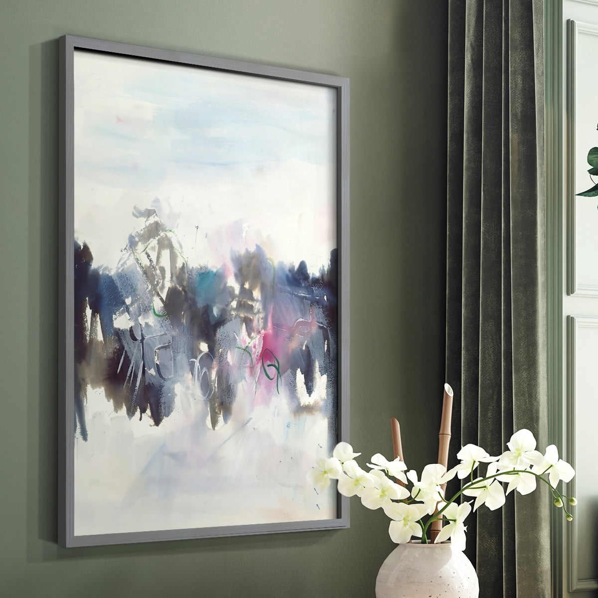 Birds II Framed Print in Gray Solid Wood Framed Print No Nail Hanging
