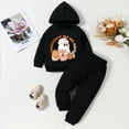 thumbnail image 2 of Odeerbi Toddler Boys Girls Halloween Sweatsuits Fall Winter Two Piece Outfits Set Baby Halloween Funny Cartoon Printed Hooded Sweatshirts + Jogger Pants Set Long Sleeve Tracksuit Black, 2 of 6