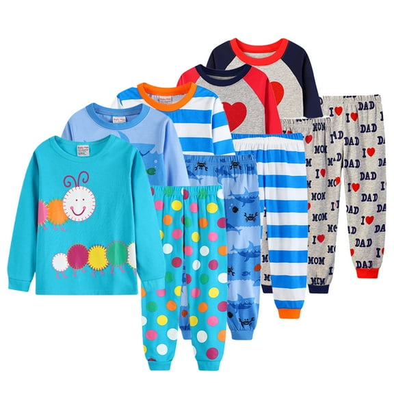 KYAIGUO Toddler Girls Autumn Cotton Pajama Set Soft Tops  pants Pjs Loungewear 2 Piece Baby Boys Spring Thin Sleepwear for 1-7 Yeas Old