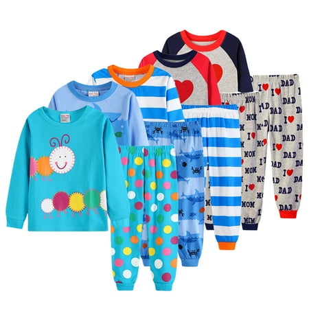 

AJZIOJIRO 2Pcs Toddler Kids Pajama Pj Set for Boys Girls Baby Fall Winte Jogger Pant Pjs Sleepwear Set Long Sleeve Cute Cartoon Sleep Outfits Kid Jammies Set for 1-7Years Old