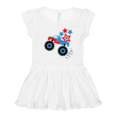 

Inktastic Patriotic Monster Truck with Red and Blue Stars Gift Toddler Girl Dress