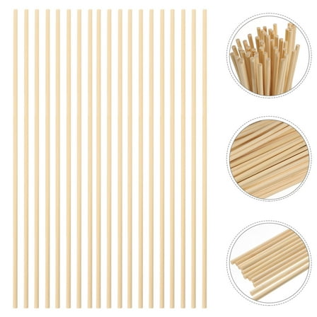 ULTNICE 50pcs Dowel for Crafting Light Brown Round Sticks for Hobby Activities