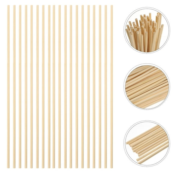 UPOUART Craft Wood Sticks Round Dowel Light Brown 50Pcs