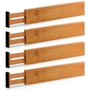 Bamboo Drawer Dividers Kitchen Organizer - Set of 4 - Natural