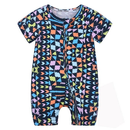 

Hrsba Little Boys One Piece Romper Printed Short Sleeves Jumpsuit for Toddlers Gray 3-6M
