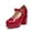 burgundy, variant on Women Patent Leather Mary Jane Dress Shoes — Chunky Heel, T-Strap, Round Toe, Platform Pumps