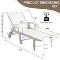 thumbnail image 6 of Ambifirner 77in Adjustable Reclining Lounge Bed - White Outdoor Chair Chaise Lounge 450lbs Capacity w/6-Position Backrest, Weather Resistant Design for Poolside/Patio/Backyard, 6 of 10