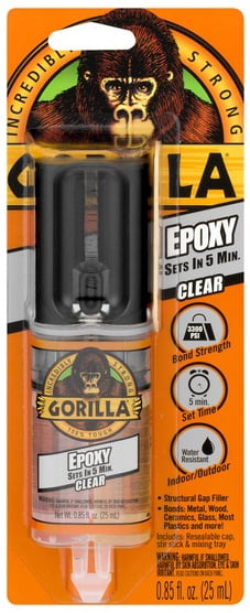 GORILLA CLEAR EPOXY 5 MINUTES .85 FL OZS