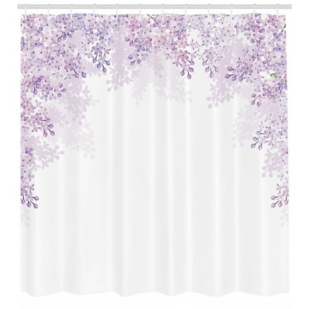 - Flower Shower Curtain, Framing Lilac Flowers in Blossom Vernal Season Soothing Color Shades, Fabric Bathroom Set with Hooks, Pale Mauve Lavender White, by Ambesonne
