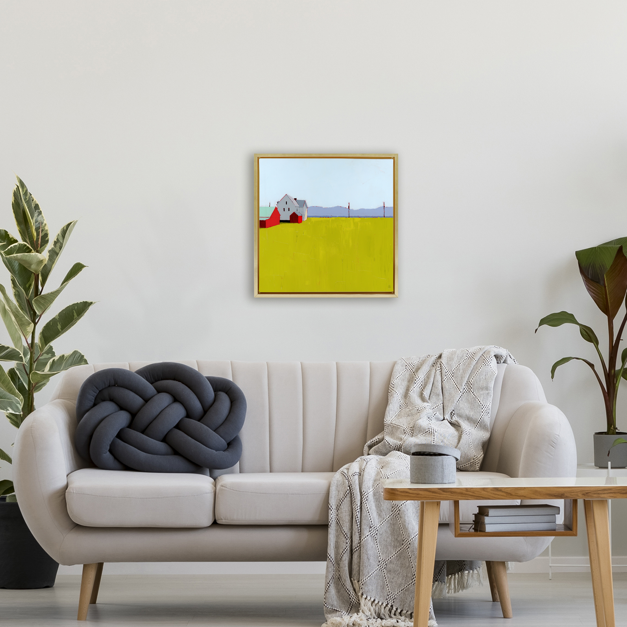 Farmhouse & Shed Landscape Gold Framed Floater Canvas Wall Art, design by Ruth LaGue