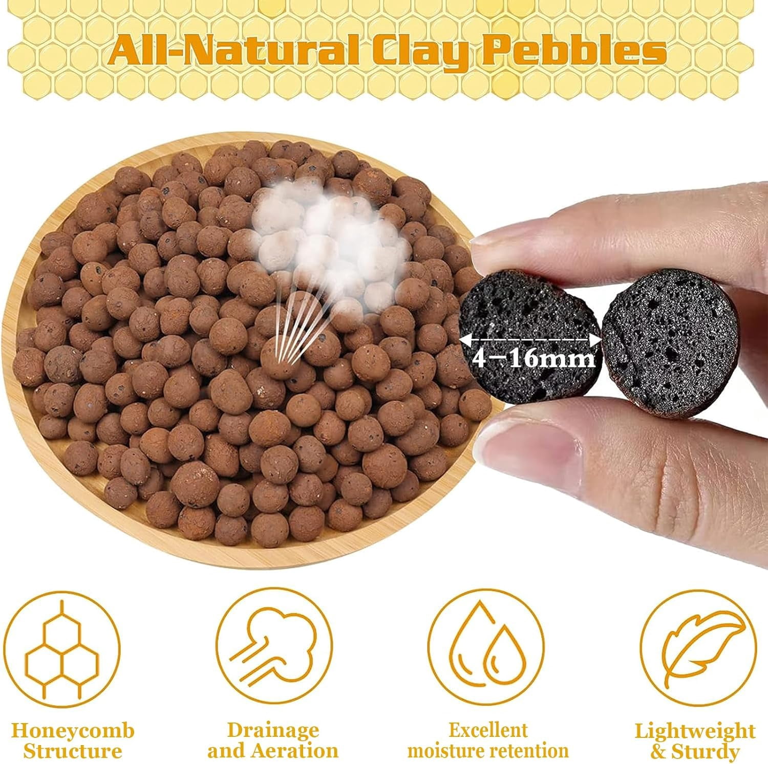10 lb Organic Leca Clay Pebbles for Plants, 4mm-16mm 100% Natural Leca Balls for Indoor Plants, Hydroton Clay Pebbles for Plants Hydroponic Aquaponics Growing Orchid Drainage Terrarium