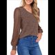 thumbnail image 2 of Blusas de Encaje de Larga para Mujer, Suéteres de Cuello en V A para Otoño 2025, Atuendos Elegantes e Informales de Invierno Marrón Oscuro L, 2 of 8