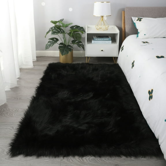 84 in. x 60 in. x 4 in. "Cozy Collection" Ultra Soft Fluffy Faux Fur Sheepskin Area Rug