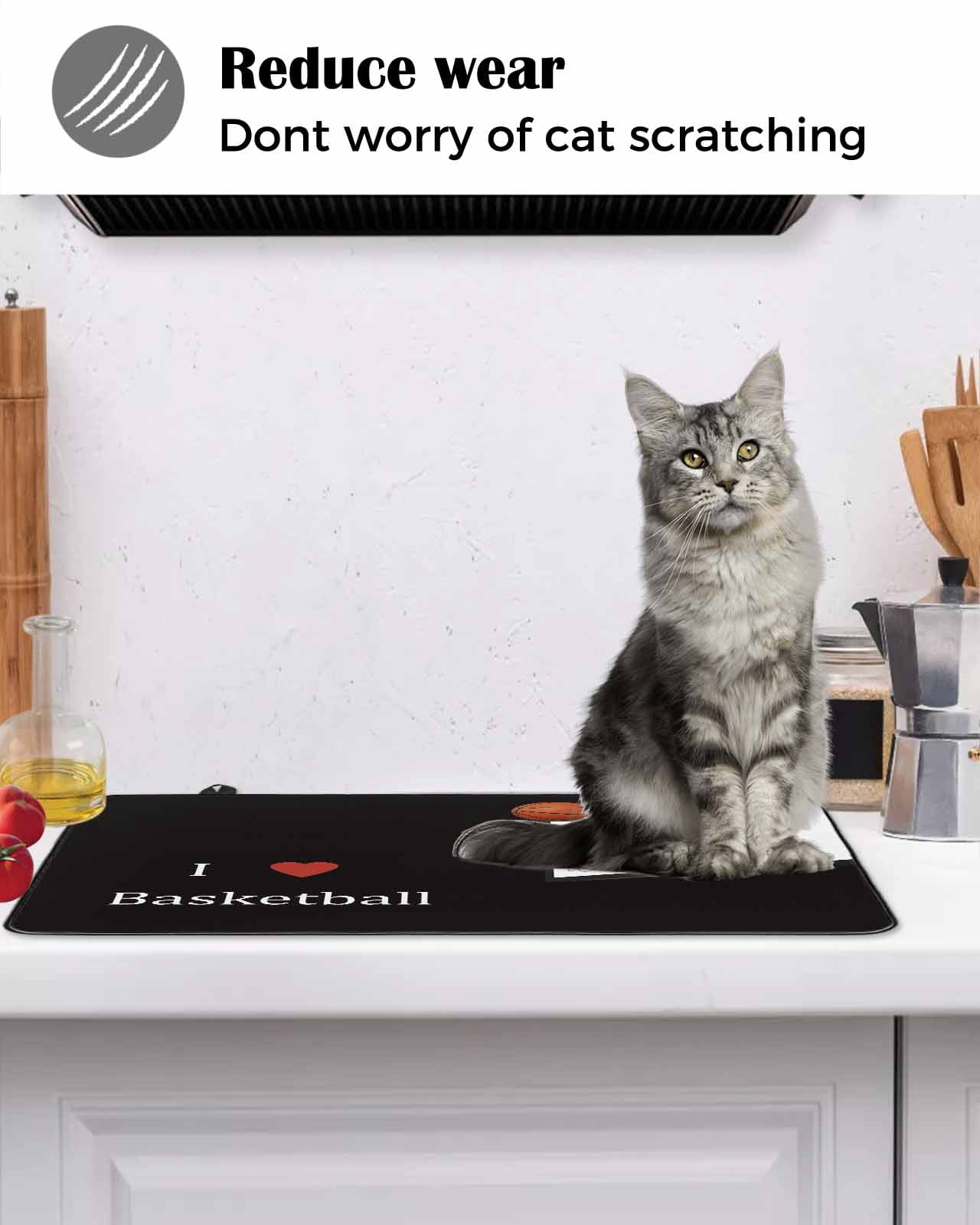 Large Induction Cooktop Protector Mat Basketball Stove Top Covers for Electric Stove, Modern Funny Minimalist Sports Decorative Stove Burner Cover Mats, Glass Top Stove Cover
