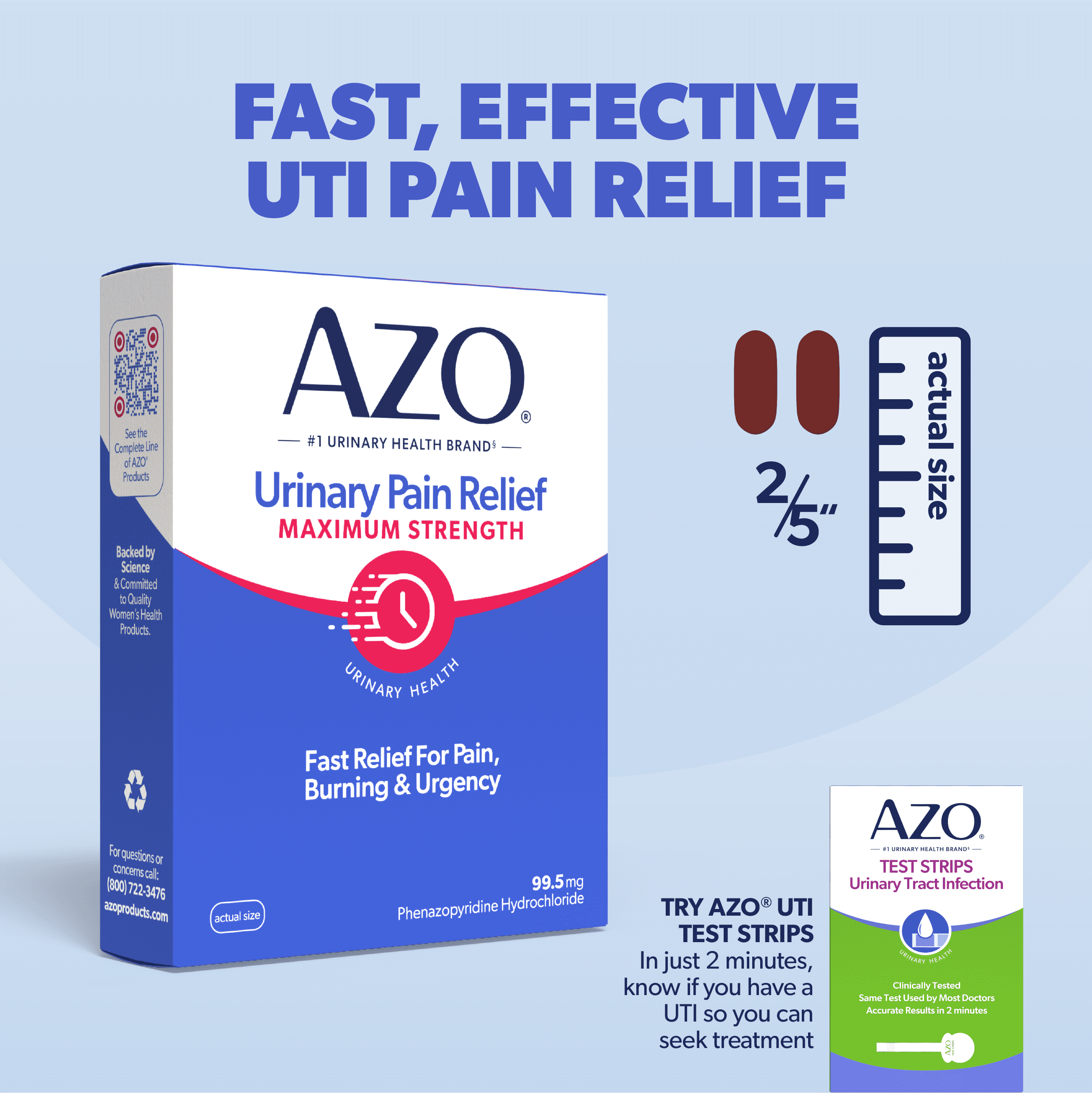 (3 pack) AZO Urinary Pain Relief Maximum Strength Tablets, Promotes Fast Relief for UTI Pain & Burning, FSA/HSA Eligible, 24 Count