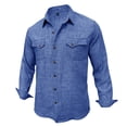 thumbnail image 4 of Western Shirts for Mens Cowboy Shirt Linen Short Sleeve Button Down Shirt Casual Work Shirts with Double Pocket Blue, 4 of 7