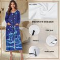 thumbnail image 6 of Yuyamidu Christmas Long Sleeve Robe for Women After Shower Reindeer Bathrobe Nightgown Blue Long Dressing Gown Soft Zipper Front Robes Sleep Wear Size 2XL, 6 of 7