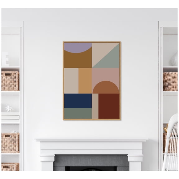 Kate and Laurel Framed Canvas Wall Art Print Modern Bohemian Pattern 2 by The Creative Bunch Studio, 28 x 38 Sylvie Natural Frame, Bohemian Boho, Abstract Art for Wall Decor