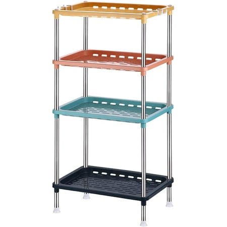 

Ruishetop 4-Tier Multicolor Plastic Storage Rack Easy Assembly Space Saving for Kitchen Laundry Room Bathroom