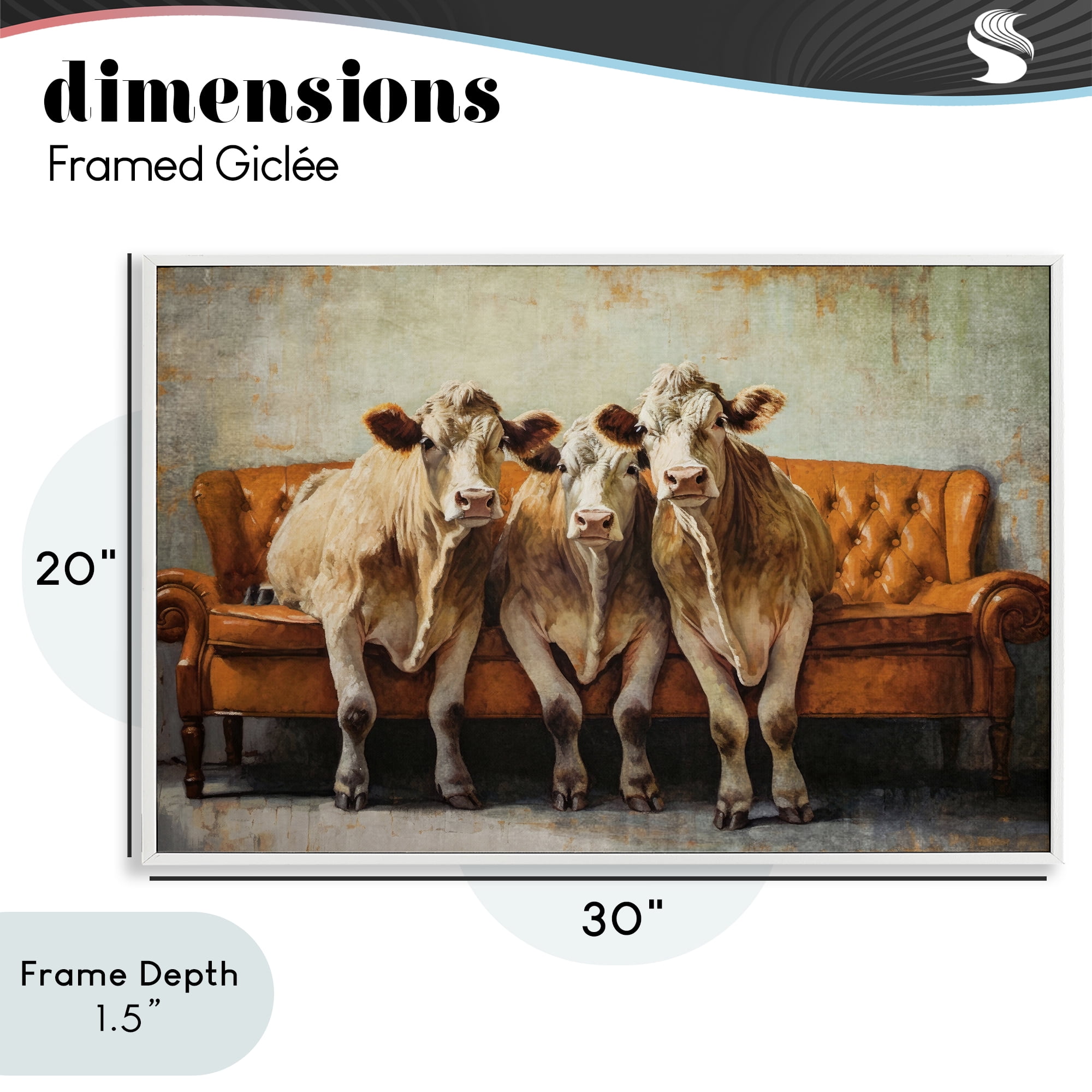 Stupell Industries Cows Just Chillin' White Framed Giclee Art, design by Tina LeCour