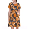 thumbnail image 1 of Bixox Robe d'Été à Manches Courtes pour Femmes Robe Ample Longueur Genou avec Poches-Différents Oranges, 1 of 7