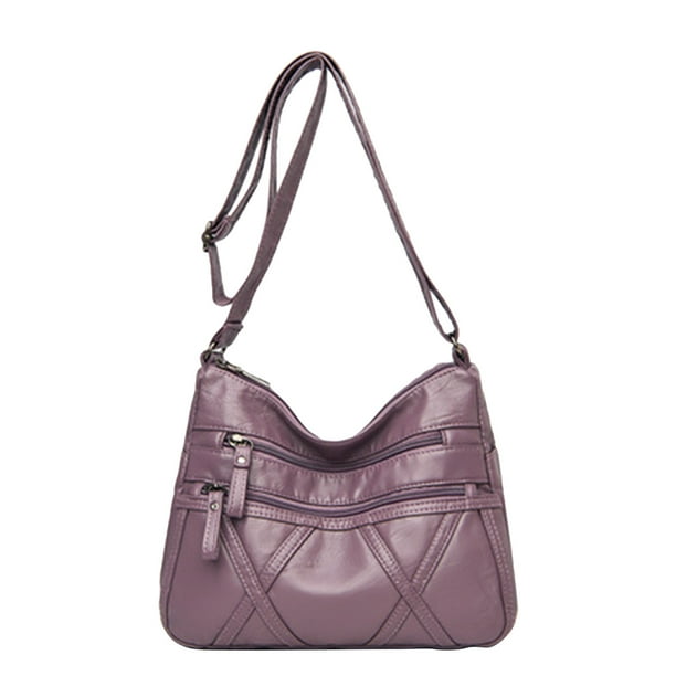 Soft Leather Shoulder Bag, Mom's Bag, Ladies' Multi Compartment Crossbody Bag, Large Capacity Soft Leather Bag